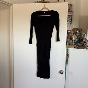 James Perse Black V-neck 3/4 Sleeve Dress